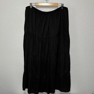 Boden Black Silk Tiered Flowy Maxi Skirt 20L